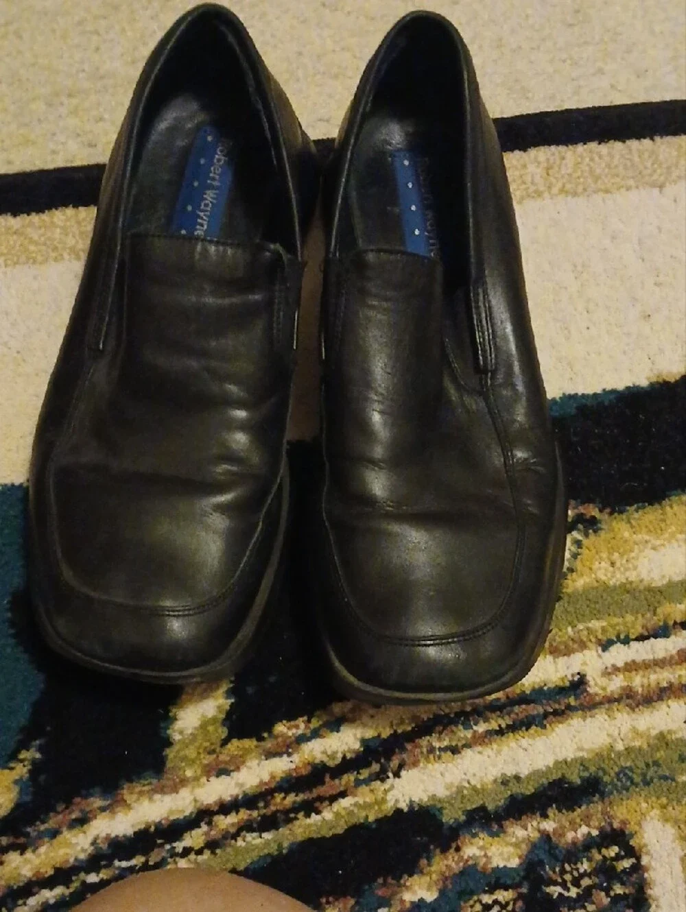 Robert Wayne Black Leather Slip-On Loafers